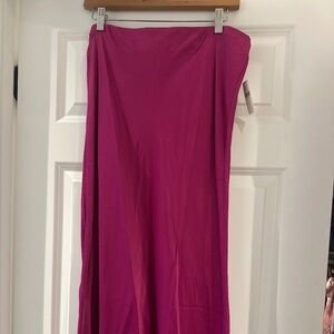 Anthropologie raspberry midi silk skirt